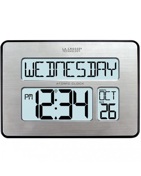 513-1419BLV4 La Crosse Digital Back Light Wall Clock with Day Display